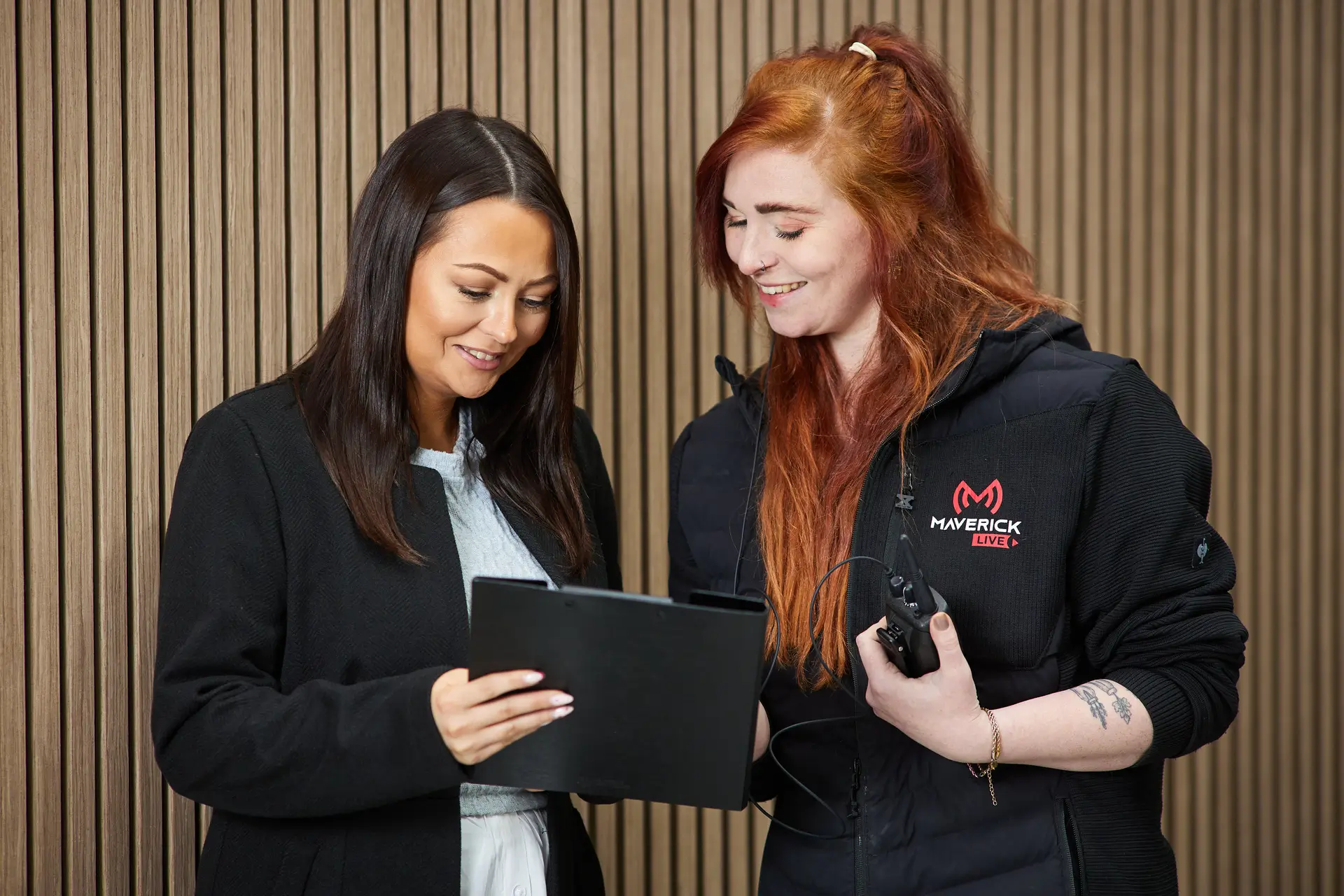 Event team working with clipboard